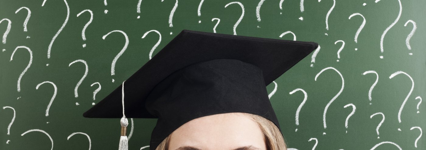 PhD hat and question marks